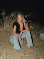 Bodysuit with Open Ruffled Bodice