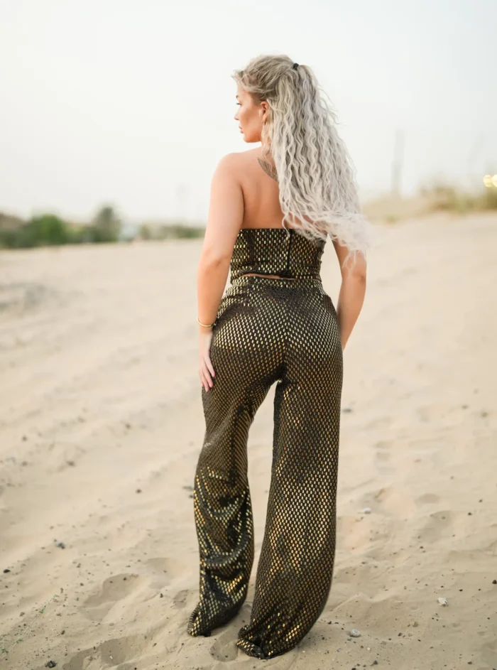 Glittery Gold Top and Pants Set - Image 3