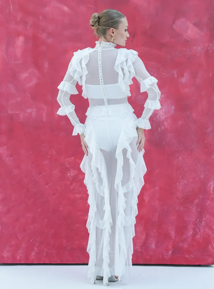 Long sheer ruffled dress - Image 4