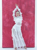 Long sheer ruffled dress - Image 3