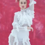 Long sheer ruffled dress