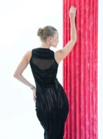 Long sheer striped dress - Image 4
