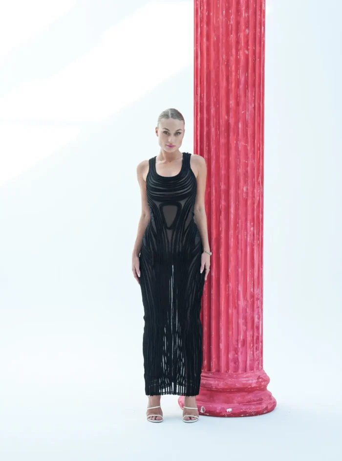 Long sheer striped dress - Image 3