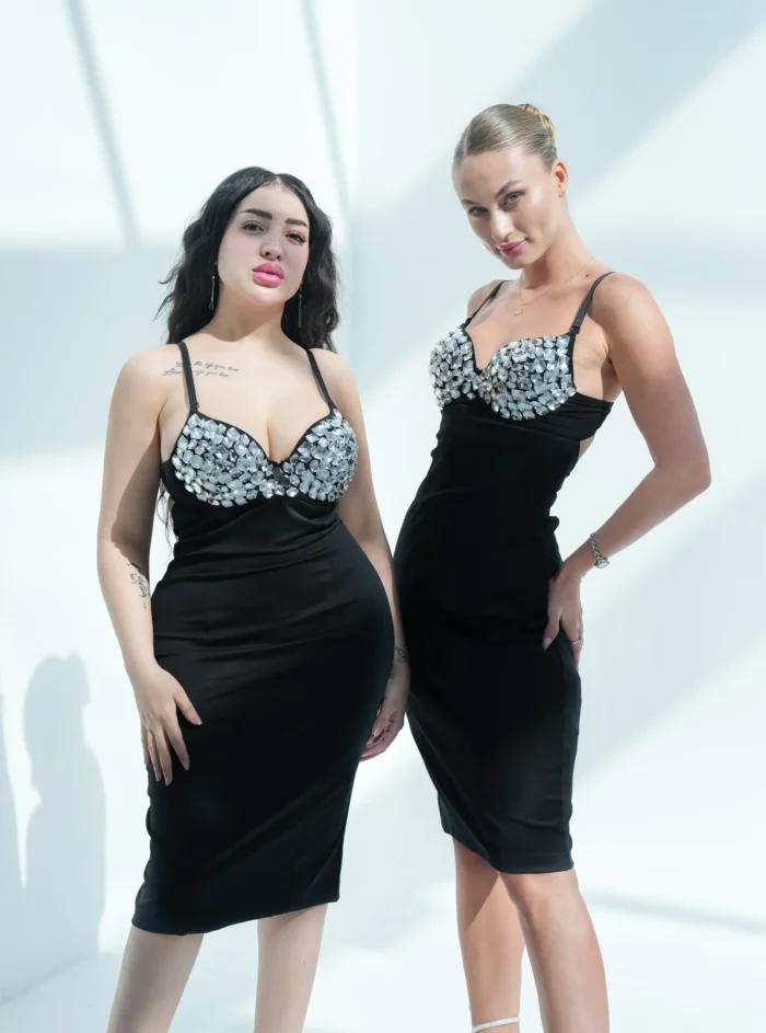 Midi dress with embellished bodice - Image 2