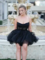 Party dress made of ruffled tulle fabric - Image 4