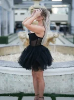 Party dress made of ruffled tulle fabric - Image 2