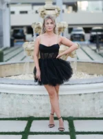 Party dress made of ruffled tulle fabric