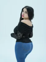 Sheer blouse with off-shoulder and long sleeves - Image 4