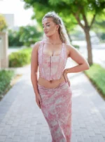 Skirt and Top with Open Back and Floral Print