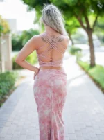 Skirt and Top with Open Back and Floral Print