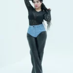 Thick faux leather pants with jeans waist