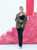 Winter jacket with leopard print - Image 3