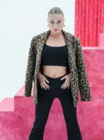 Winter jacket with leopard print