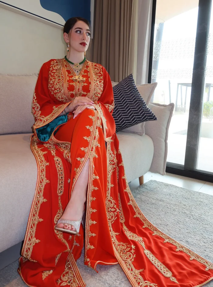Gold Orange And Green Caftan - Image 2