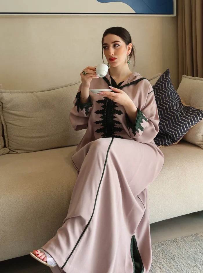 Jellaba Nude & Green Two Pieces - Image 1