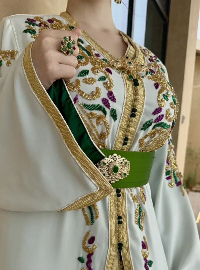 White And Green Caftan - Image 2