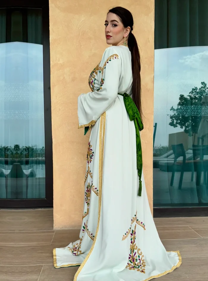 White And Green Caftan - Image 4