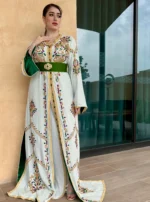 White And Green Caftan - Image 3