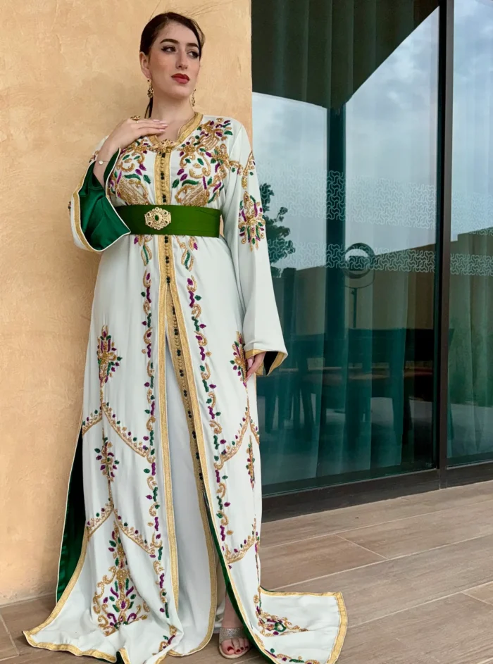 White And Green Caftan - Image 3